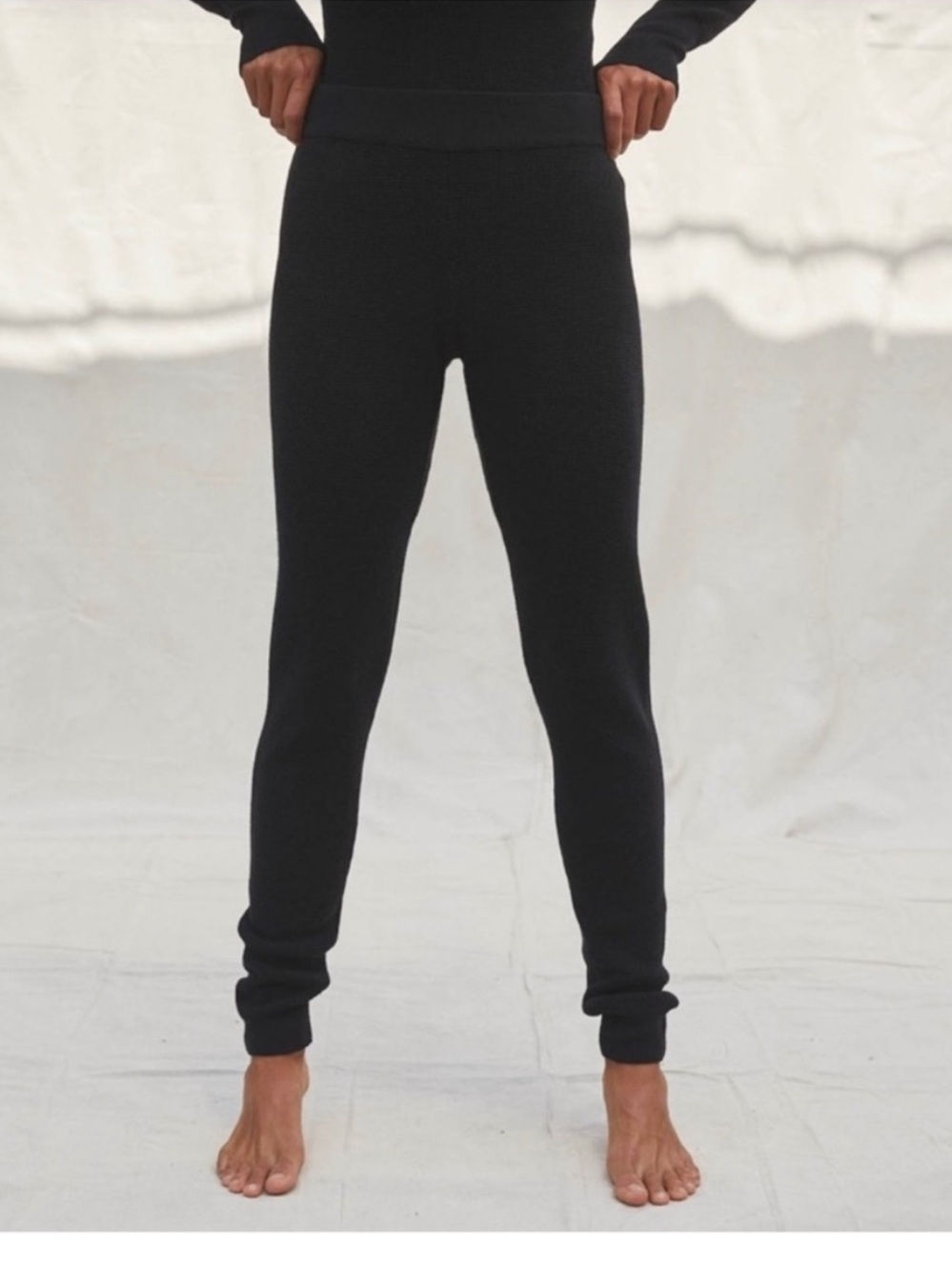 LUNYA Cozy Cotton Silk Waffle Pants - Black Size L